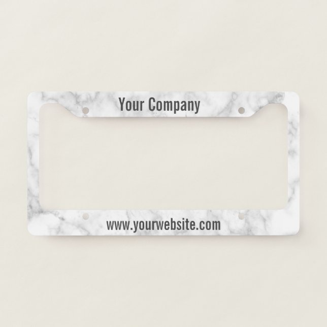 Custom Text Marble Look Company Mobile Ad License Plate Frame (Front)