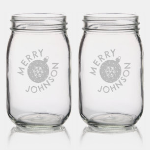 Custom Text Mason Jar Holiday Drinkware