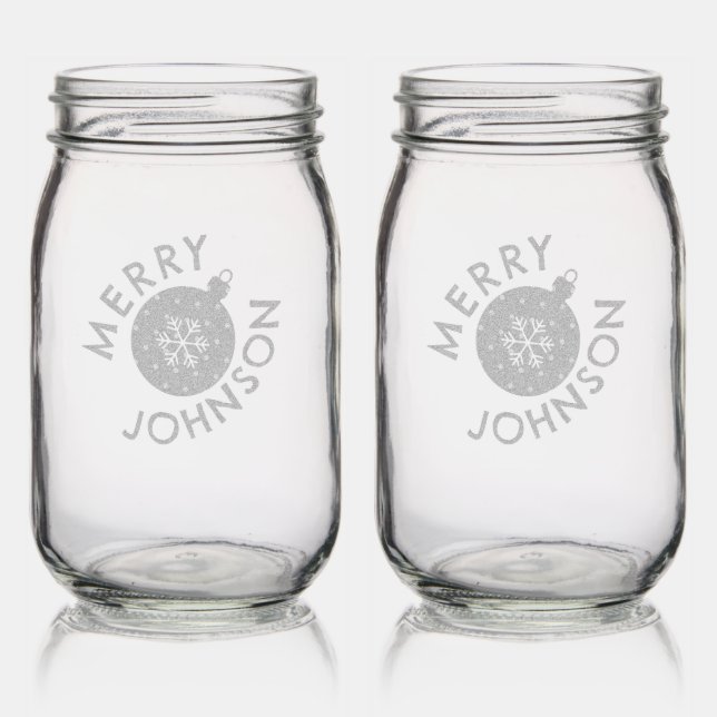 Custom Text Mason Jar Holiday Drinkware (Glassware)