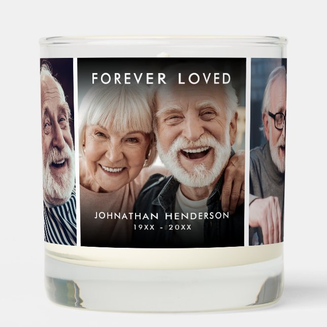 Custom Text Memorial 5-Photo Tribute Scented Candle (Front)