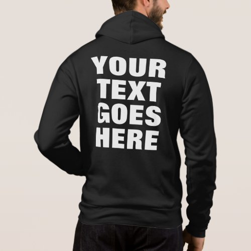 Custom Text Mens Elegant Back Side Print Modern Hoodie