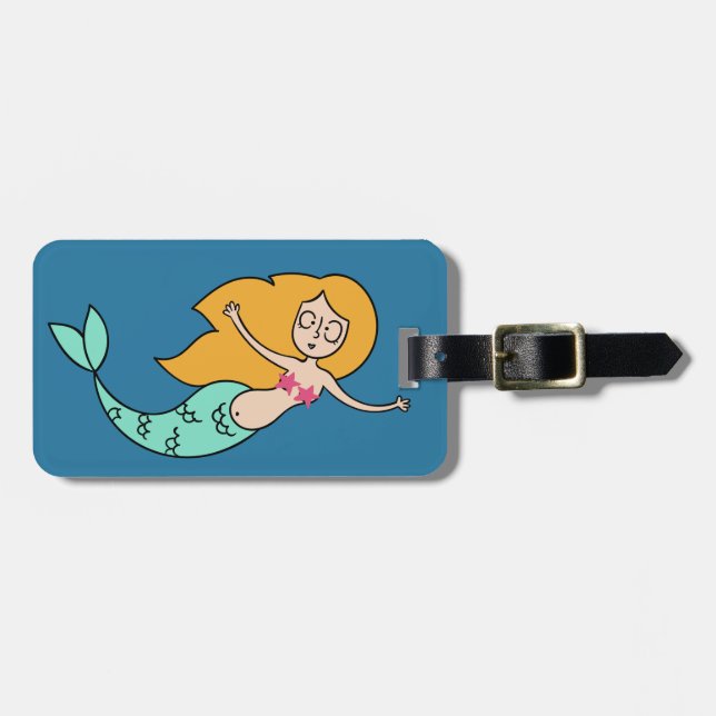 Custom text Mermaid luggage tag (Front Horizontal)