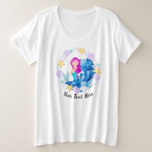 Custom Text/ Mermaid Tropical Beach Nautical Sea Plus Size T-Shirt