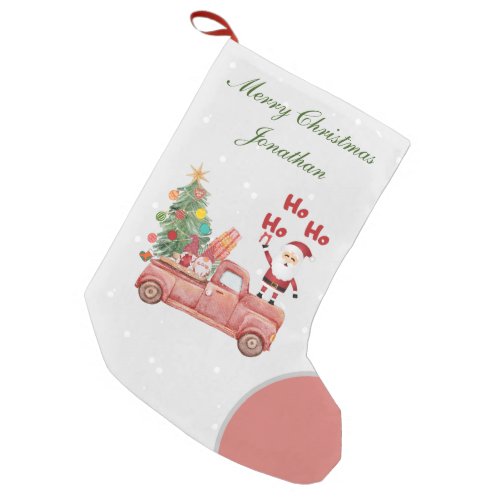 Custom text Merry Christmas Santa Ho Ho ho script  Small Christmas Stocking