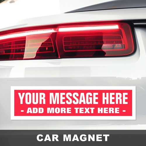 Custom text message red white car magnet