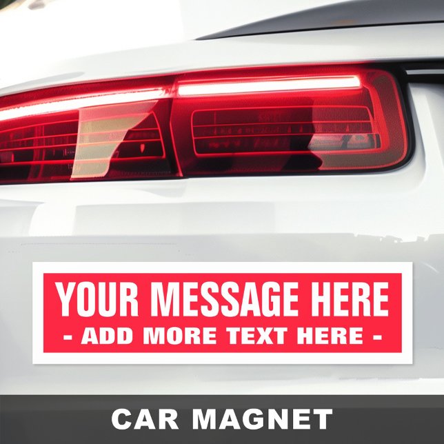 Custom text message red white car magnet (Custom text message red white car magnet)