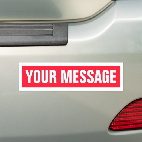 Custom text message red white car magnet