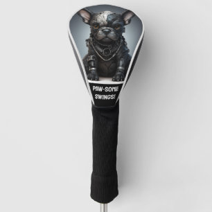 Custom text, metal Frenchie puppy Golf Head Cover