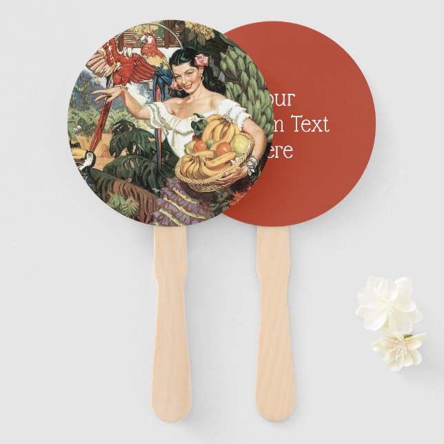 Custom text MEXICO vintage travel hand fan set (Front and Back)
