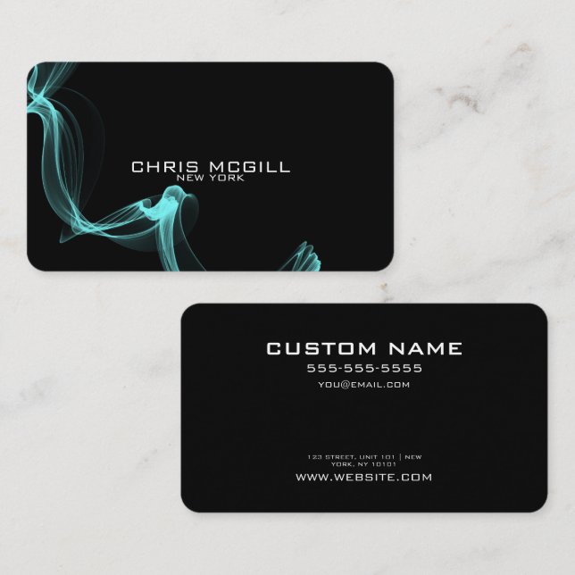 CUSTOM TEXT - Minimalist Black Glow Smoke Business Card (Front/Back)