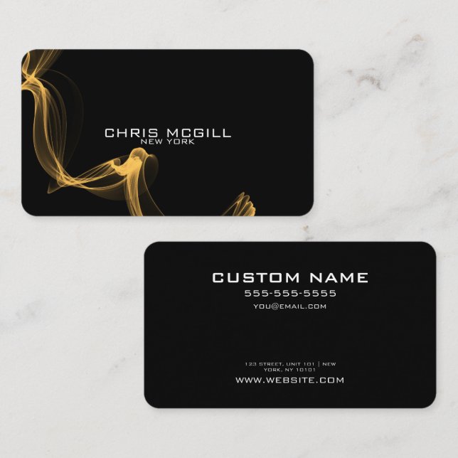 CUSTOM TEXT - Minimalist Black Glow Smoke Business Card (Front/Back)