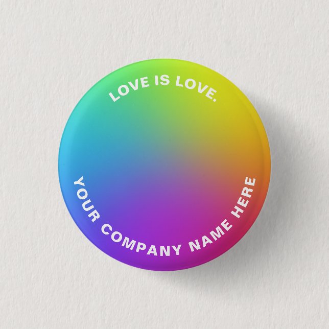 Custom Text Minimalist Rainbow Vibrant Colors Button (Front)