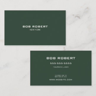 CUSTOM TEXT - Minimalist Solid Green Business Card
