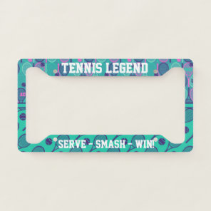 Custom text Minty and purple tennis rackets License Plate Frame