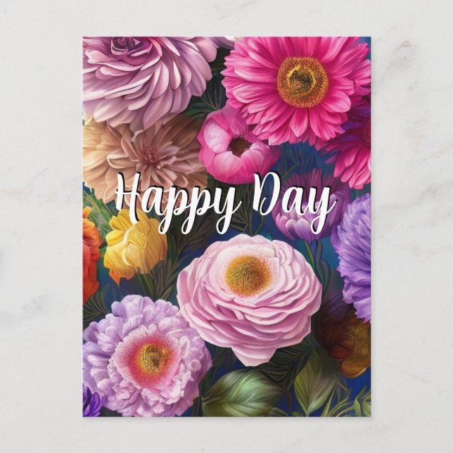 Custom Text Mixed Flowers 6 Colors Template (Front)