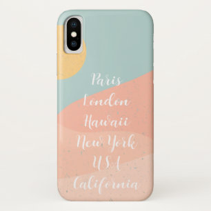 Custom text modern design trendy blue pink chic iPhone x case