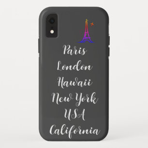 Custom text modern design trendy paris black white iPhone XR case