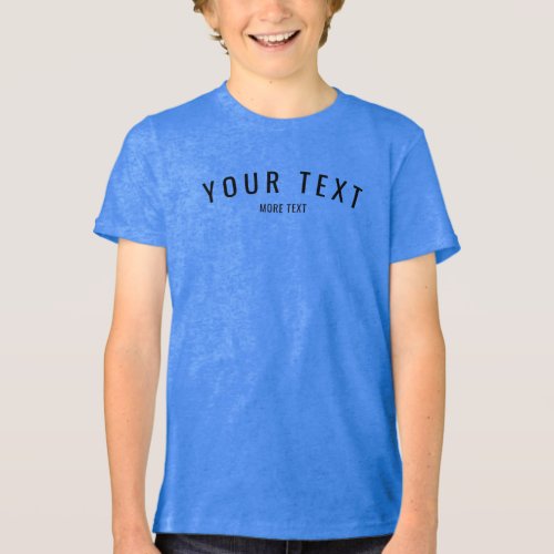 Custom Text Modern Kids Boys Royal Blue Triblend Tri_Blend Shirt