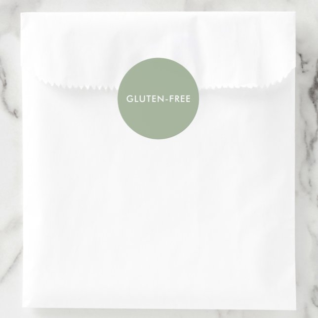 Custom Text Modern Sage Green Gluten-free label (Favor Bag)