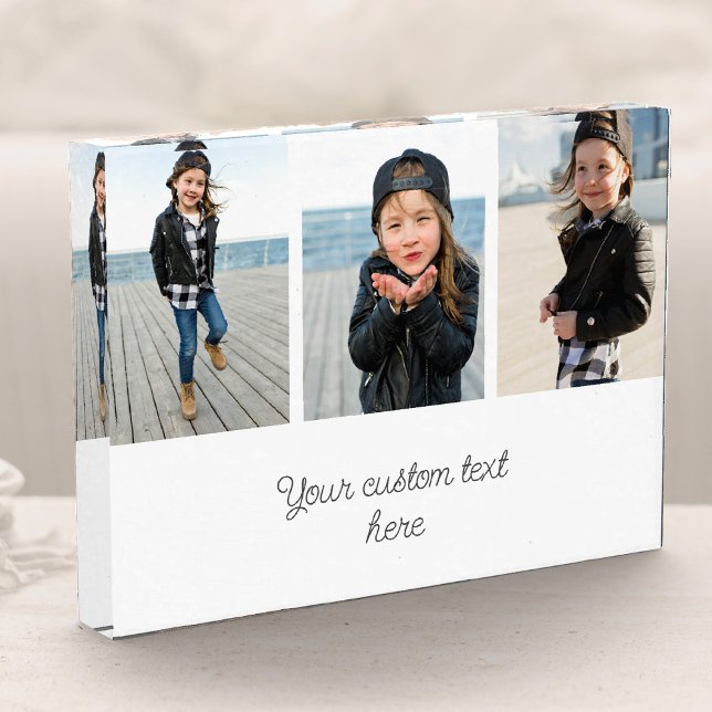 Custom Text Modern Script Photo Collage Keepsake (Creator Uploaded)