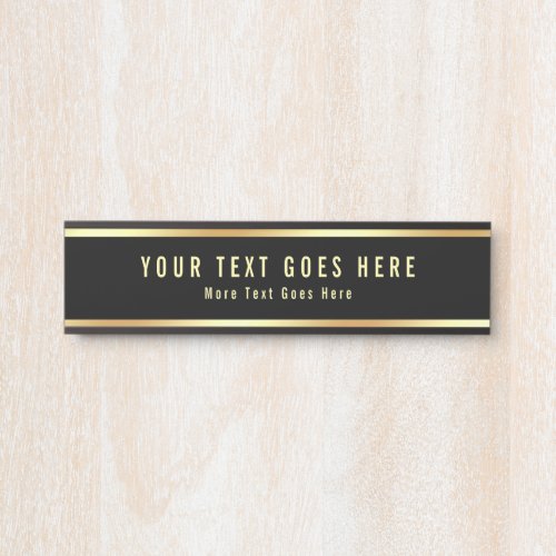 Custom Text Modern Simple Template Black And Gold Door Sign