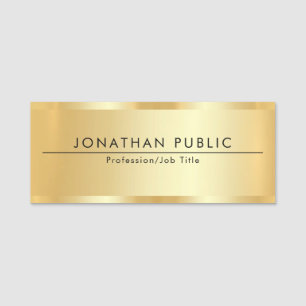Custom Text Modern Simple Template Gold Glamour Name Tag