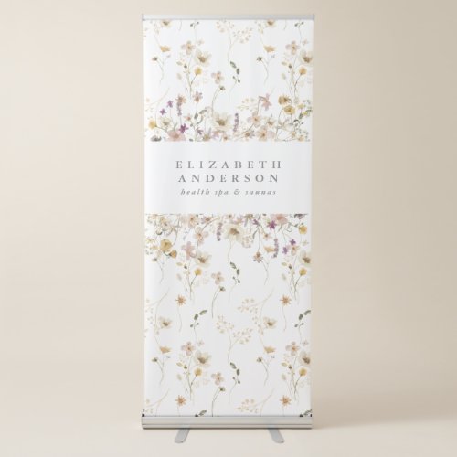 Custom Text Modern Spring Wildflowers Floral Boho Retractable Banner