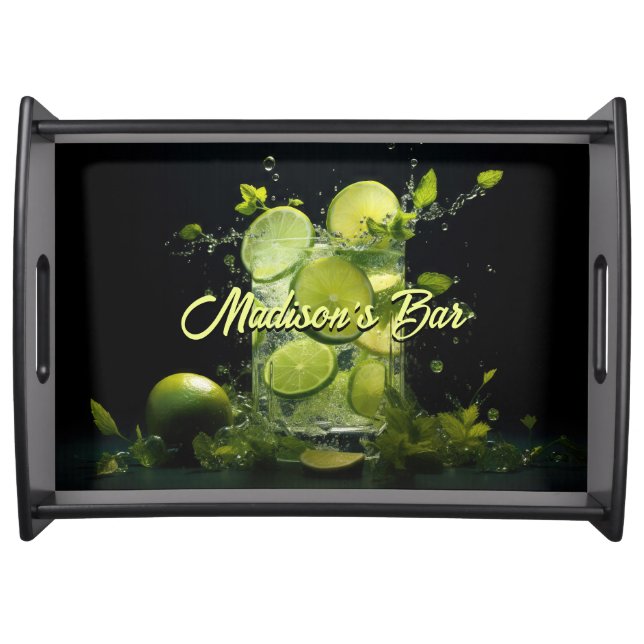 Custom Text Mojito Cocktail Serving Tray (Front)