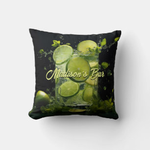 Custom Text Mojito Cocktail Throw Pillow