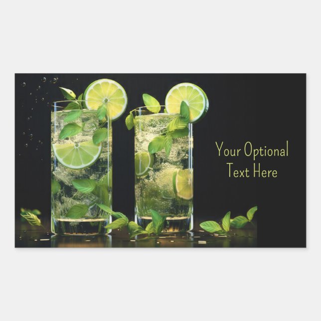 Custom Text Mojito Cocktails Rectangular Sticker (Front)