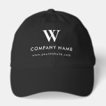 Custom Text Monogram Website Personalized Black Hat<br><div class="desc">A simple and stylish business or company hat that can be customized with monogram text and website. Customize this hat and make it your own. Perfect for business promotions, corporate events and meetings, customer gifts and employee staff uniforms. Simply upload your business text and make your own hat.</div>