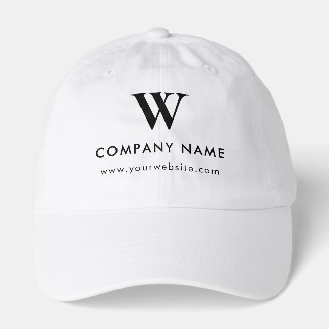 Custom Text Monogram Website Personalized White Hat (Front)