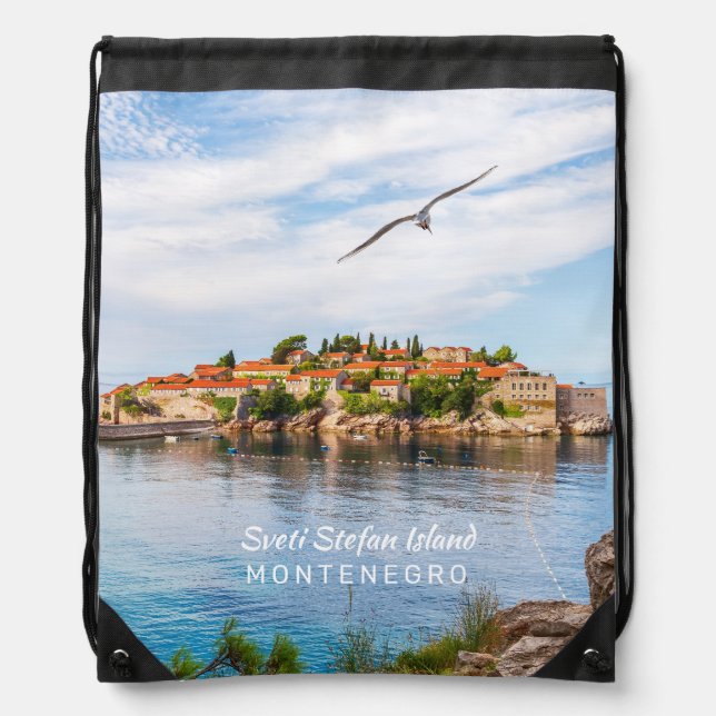 Custom Text Montenegro Drawstring Bag (Front)