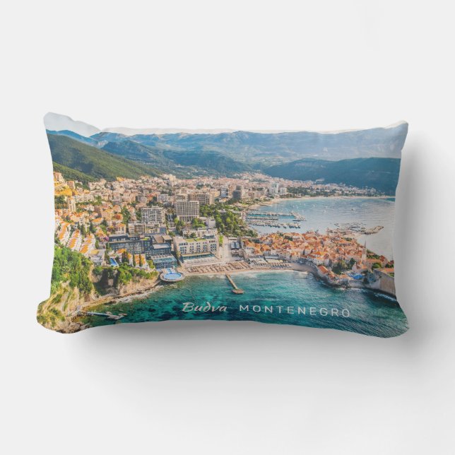 Custom Text Montenegro Lumbar Pillow (Front)