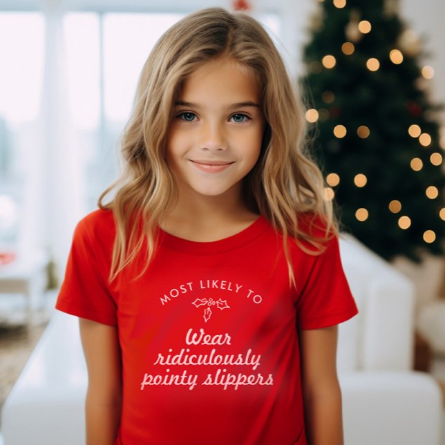 Custom Text Most Likely to Xmas Fun Mistletoe  T-S T-Shirt (Creator Uploaded)