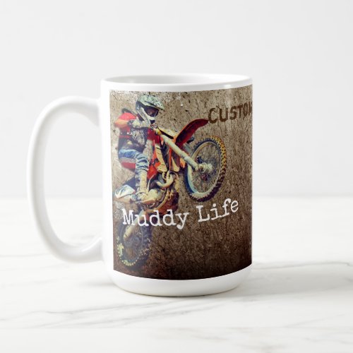 Custom Text Motorcycle Men Mudding Boy Sports Coffee Mug