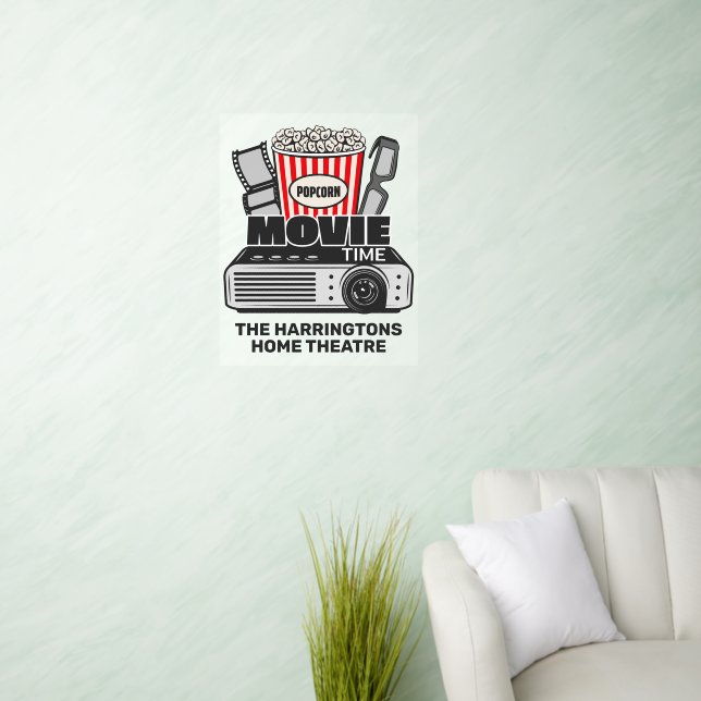 Custom Text Movie Time Wall Decal (Living Room)