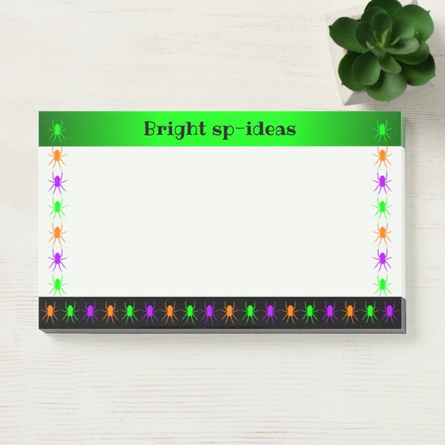 Custom text multi bright spiders post-it notes (Office)