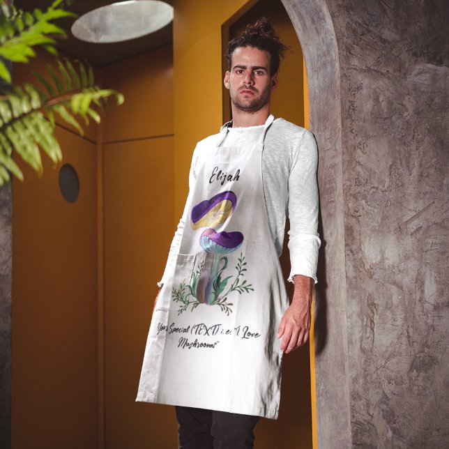 Custom Text Mushroom Lover Apron (Creator Uploaded)
