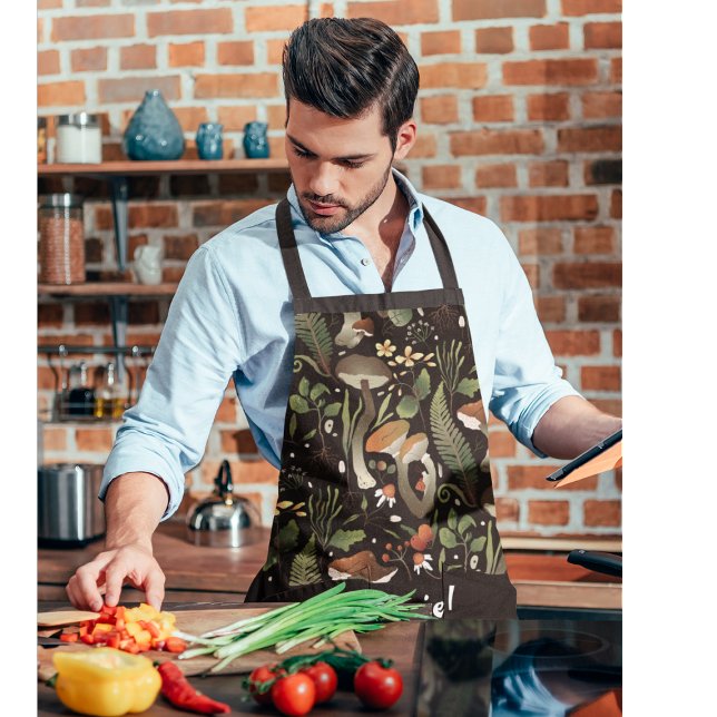 Custom Text Mushroom Lover Apron (Creator Uploaded)