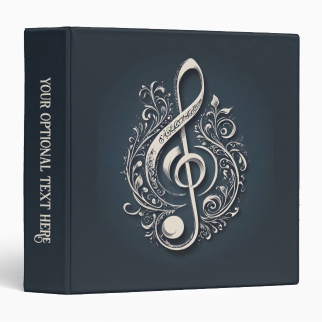 Custom Text Musical Clef Note 3 Ring Binder (Front/Spine)