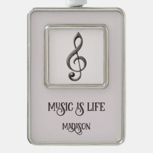 Custom Text Musical Clef Note Christmas Ornament