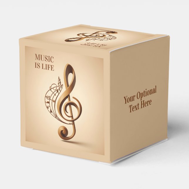 Custom Text Musical Clef Note Favor Boxes (Back Side)
