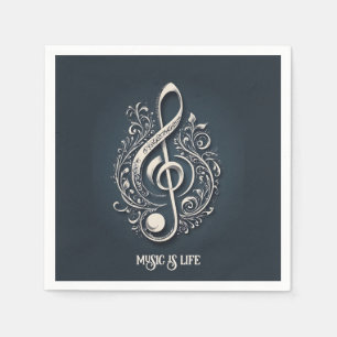 Custom Text Musical Clef Note Napkins