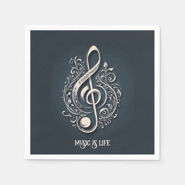 Custom Text Musical Clef Note Napkins (Front)