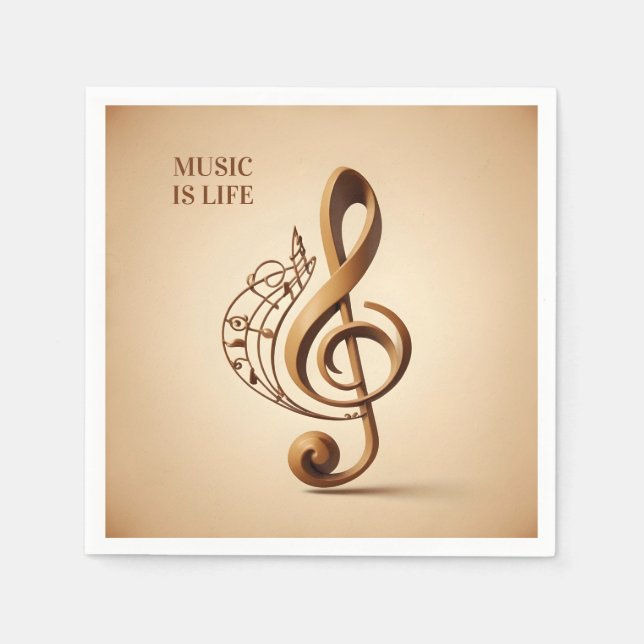 Custom Text Musical Clef Note Napkins (Front)