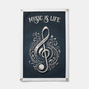 Custom Text Musical Clef Note Pennant