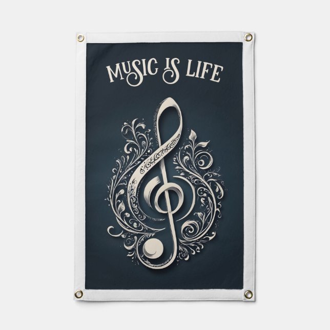 Custom Text Musical Clef Note Pennant (Front)