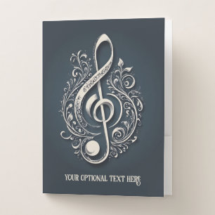 Custom Text Musical Clef Note Pocket Folder