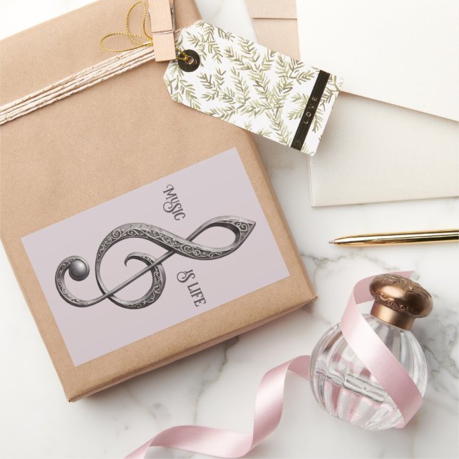 Custom Text Musical Clef Note Rectangular Sticker (Gifting)